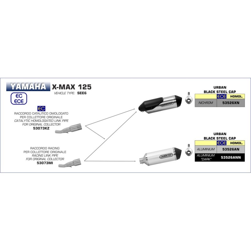 Conector Racing Arrow 53073MI Yamaha Xmax 125 2018