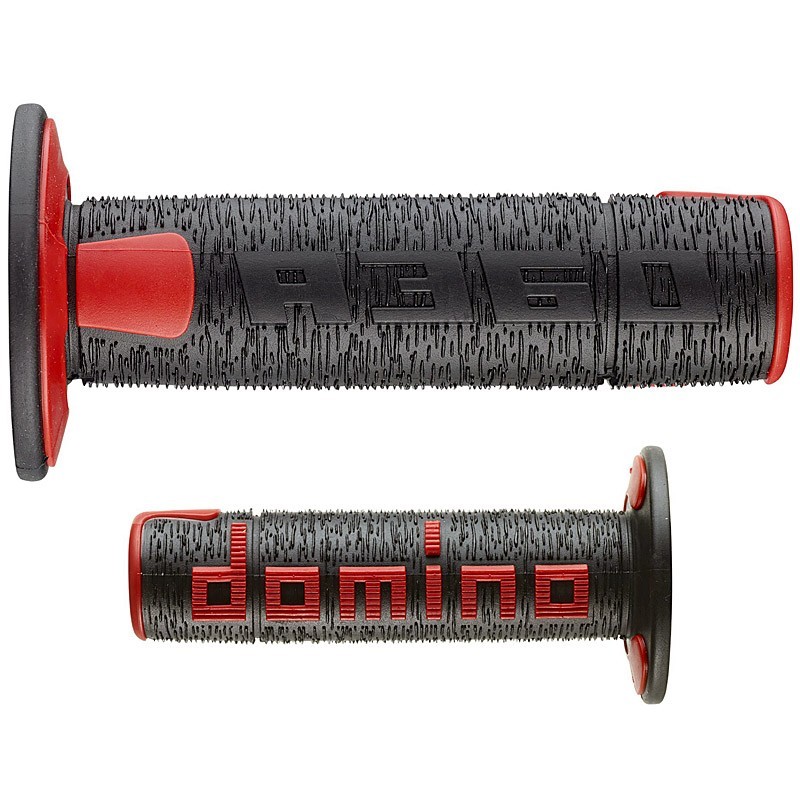 Puños Domino Off Road RPS Negro - Rojo Abiertos D 22 mm L 120 mm