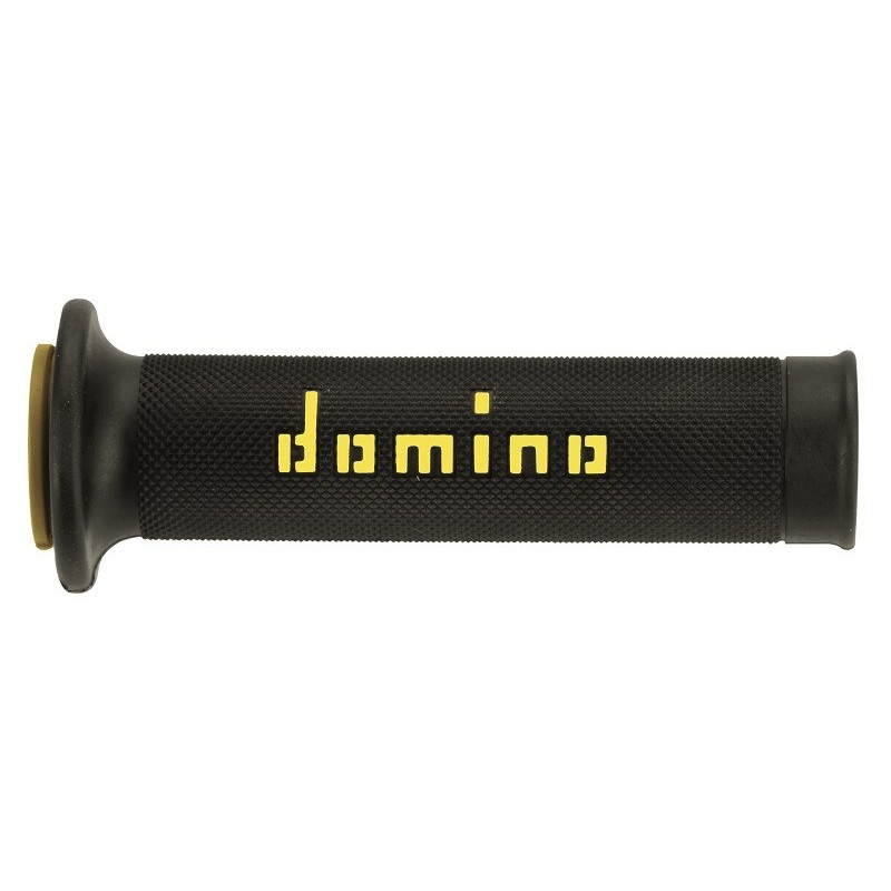 Puños Domino On Road Negro - Amarillo Abiertos D 22 mm L 120-125 mm